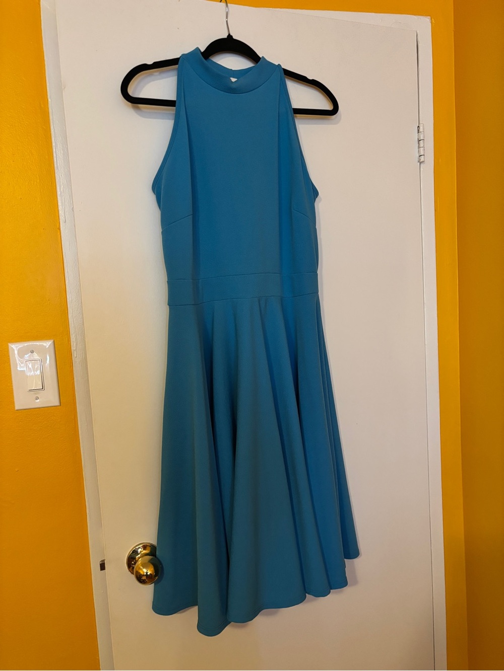 Womens’ Blue Halter Fit-and-Flare Dress